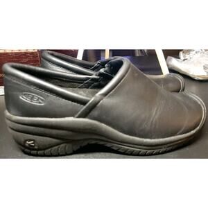 KEEN Utility PTC Slip-On II Work Comfort Shoes Black Leather Womens Size US 8